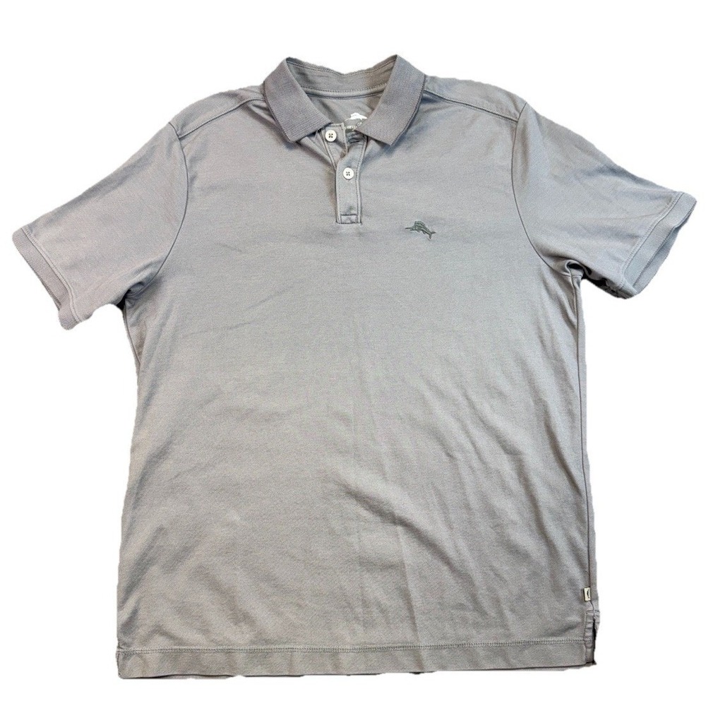 Tommy Bahama Polo Shirt Mens Sm Pewter Short Sleeve Collar Golf Preppy Normcore